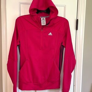 Adidas Response Pink Running Hooded Pullover 3 Stripe 1/4 zip Women's Small